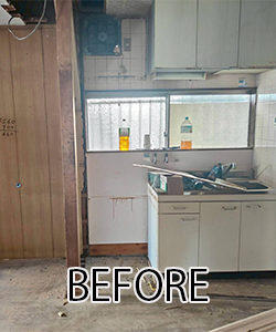 水回りリフォーム-システムキッチンを設置と断熱工事