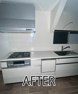 水回りリフォーム-システムキッチンを設置と断熱工事